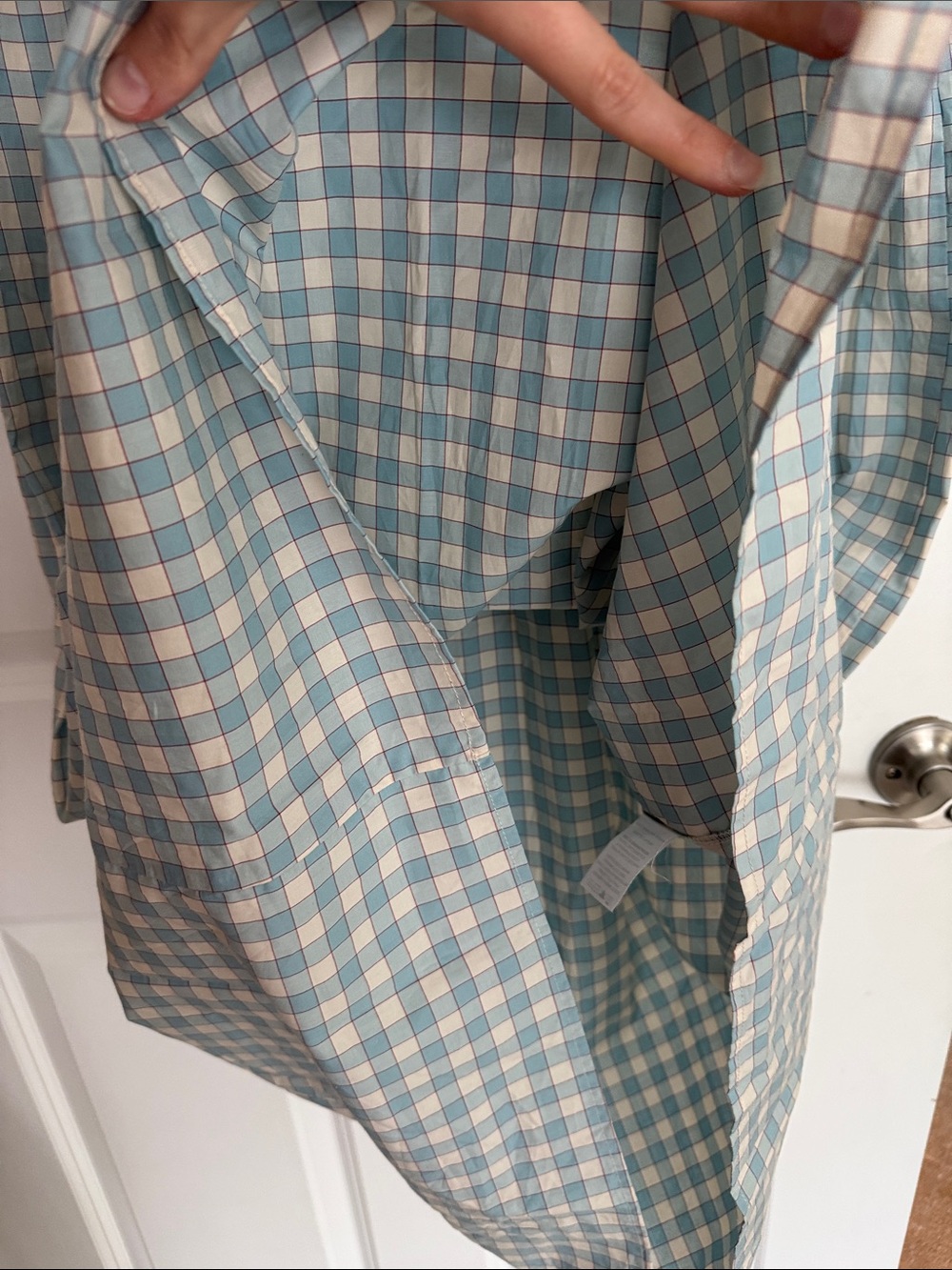 Hill House Home Cosima Smocked Gingham Maxi Dress — Light Blue & Cream - Picture 9 of 9